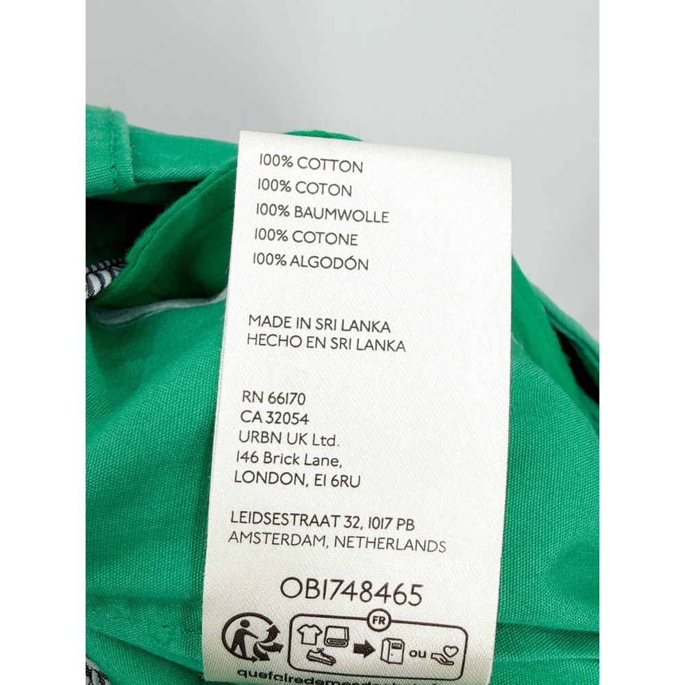 By Anthropologie Green Wide Leg Culotte Pants High Rise Cotton Cropped Size 10 - Picture 15 of 15